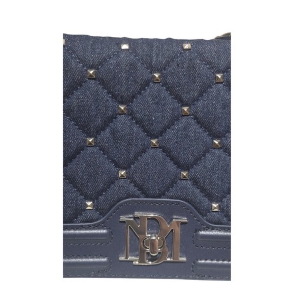 Badgley Mischka Women's Quilted & Beaded Denim Crossbody Purse With Faux Pearls - Picture 3 of 7